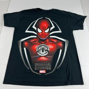 2021 Universal Studio Marvel Spider Man Shirt Medium Black Big Logo Short Sleeve